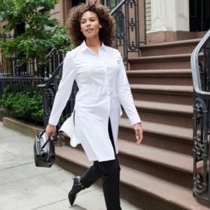 Christian Siriano for J. Jill White Button Down Tunic Blouse